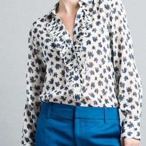 Smythe floral tuxedo blouse